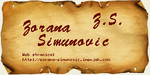 Zorana Simunović vizit kartica